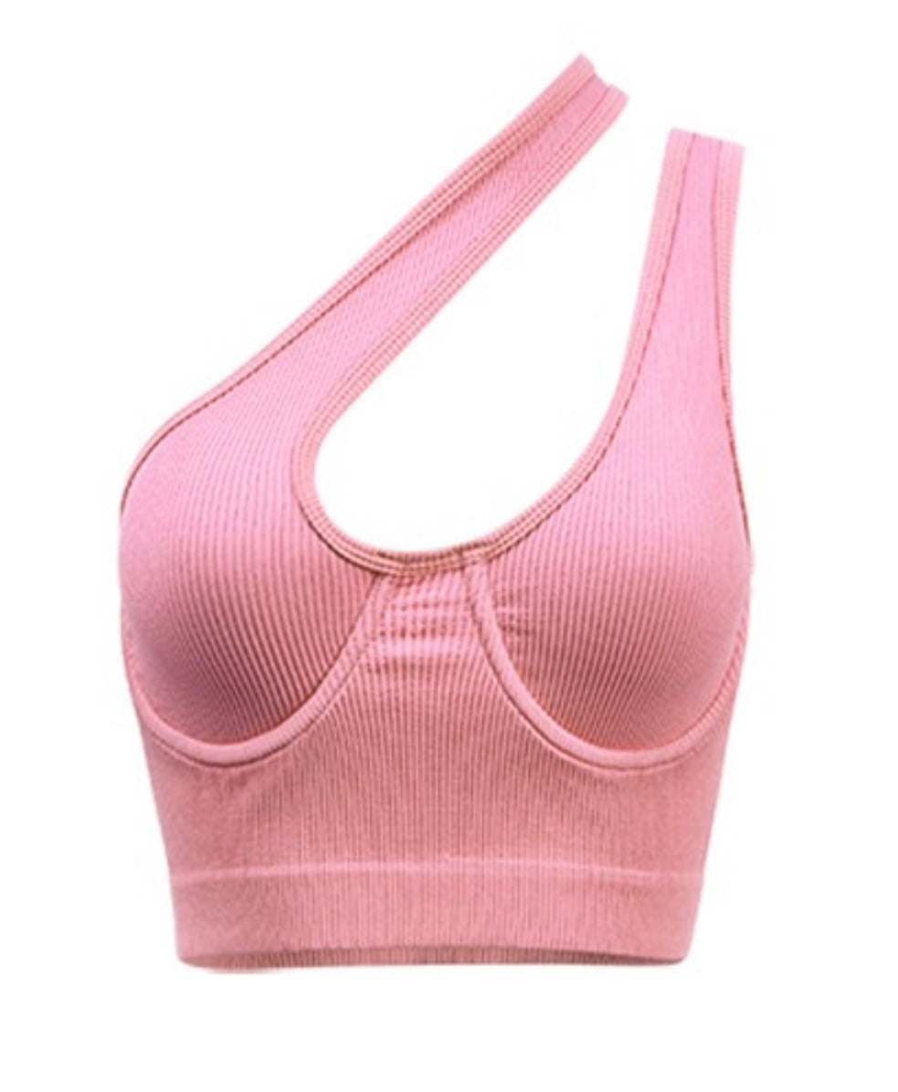 ONE SHOULDER SHORT PINK BASIC