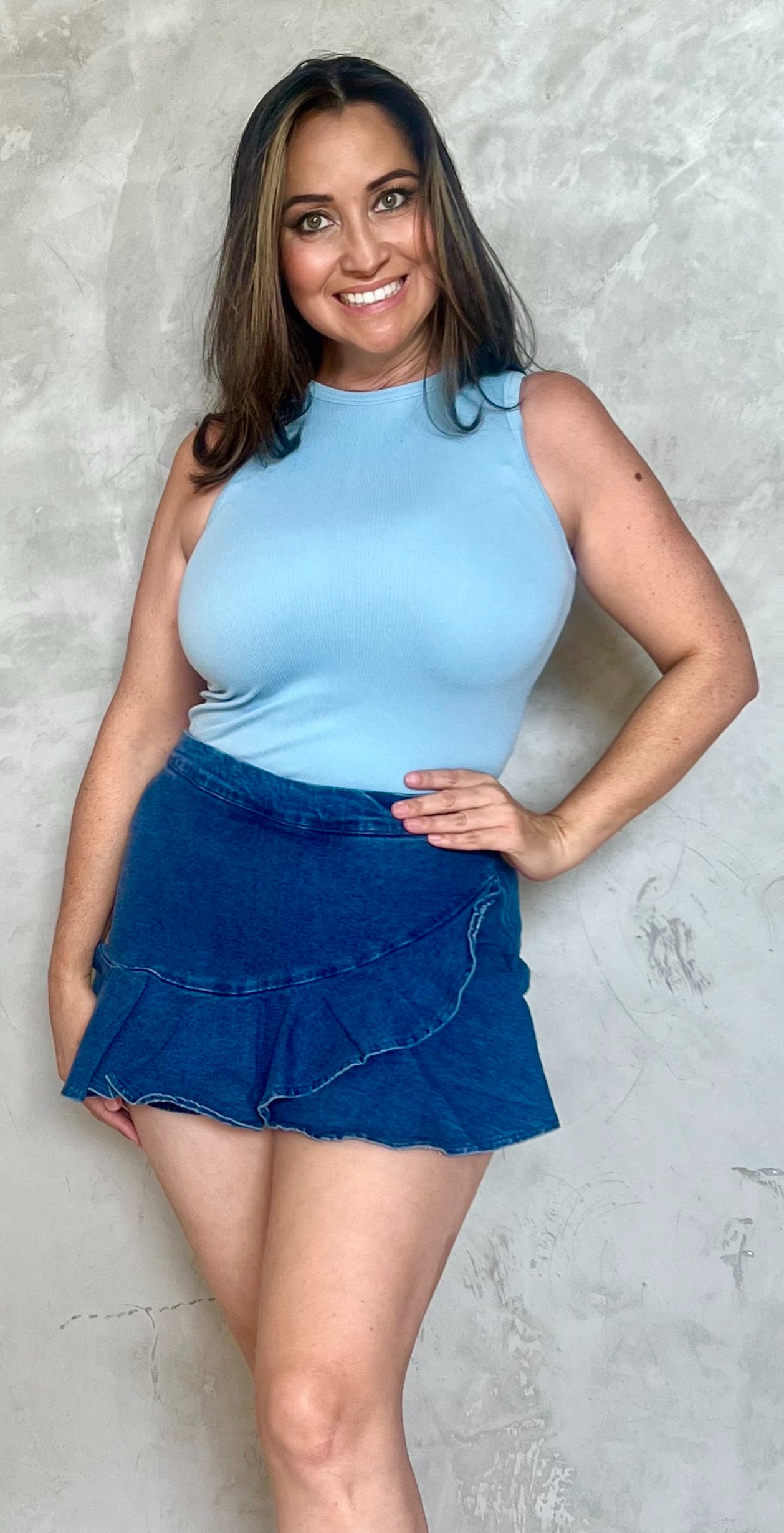 BLUE DENIM SKORT