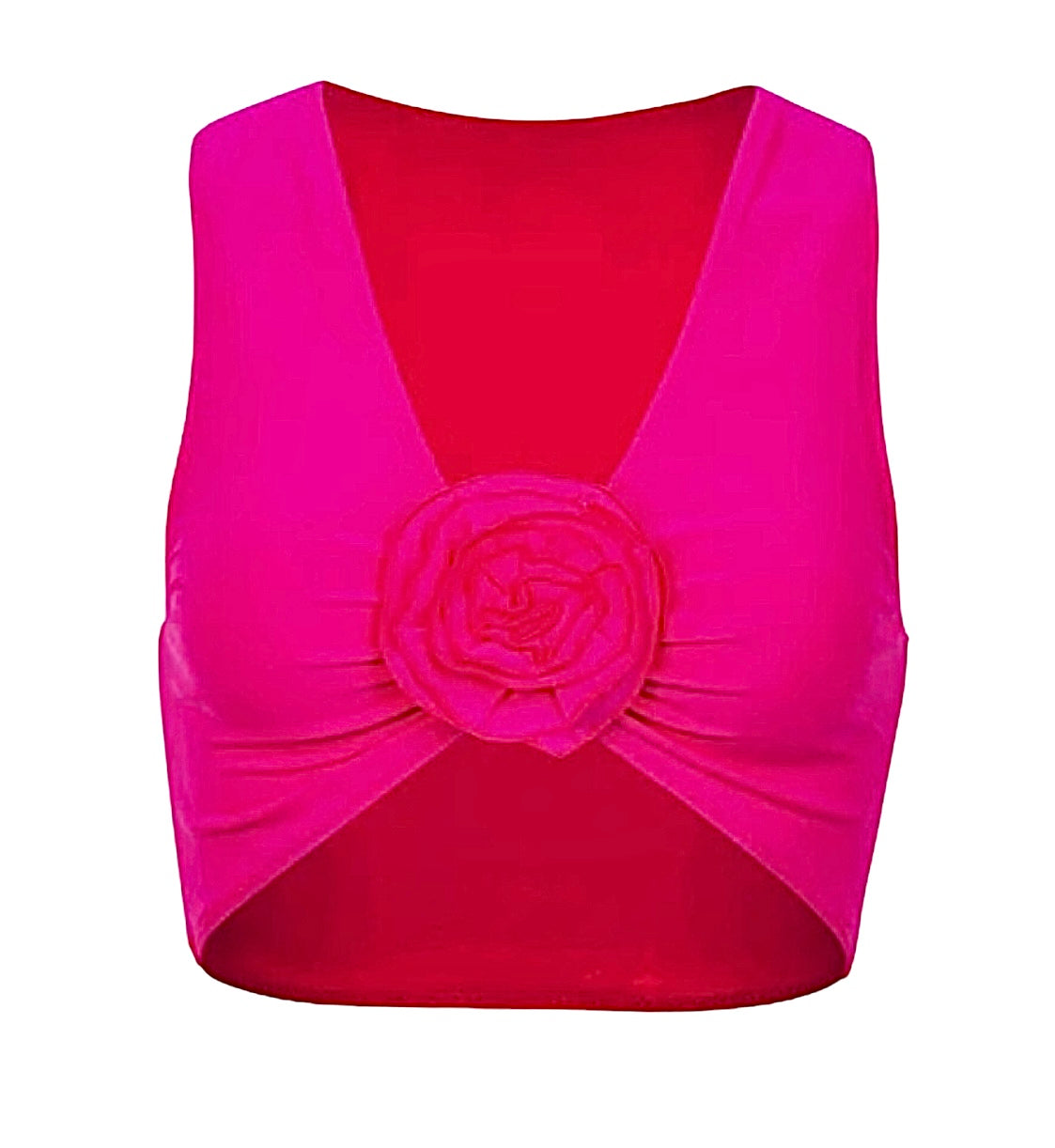 FUCHSIA TOP CON FLOR 🌺 EN EL CENTRO