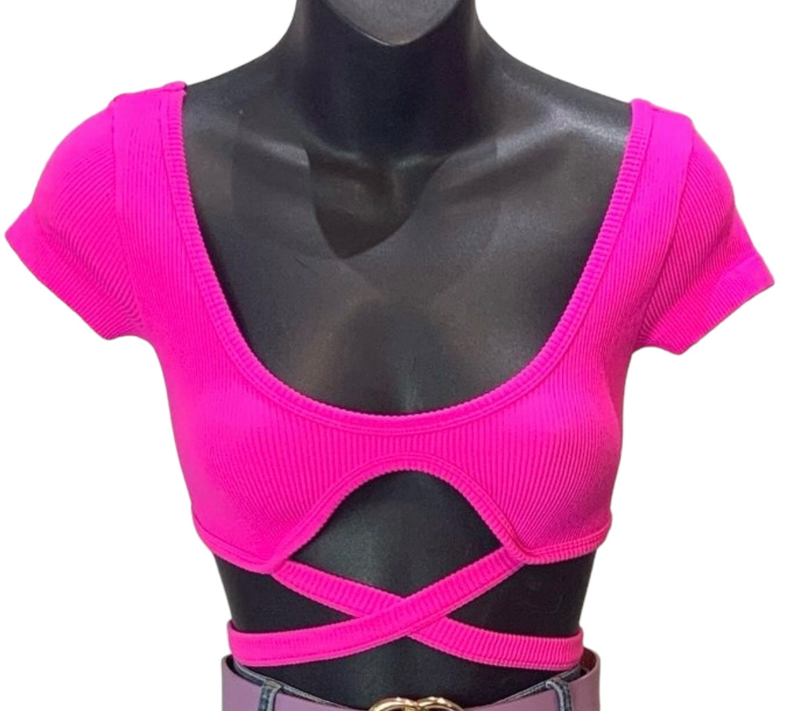 FUCHSIA CROSS TOP
