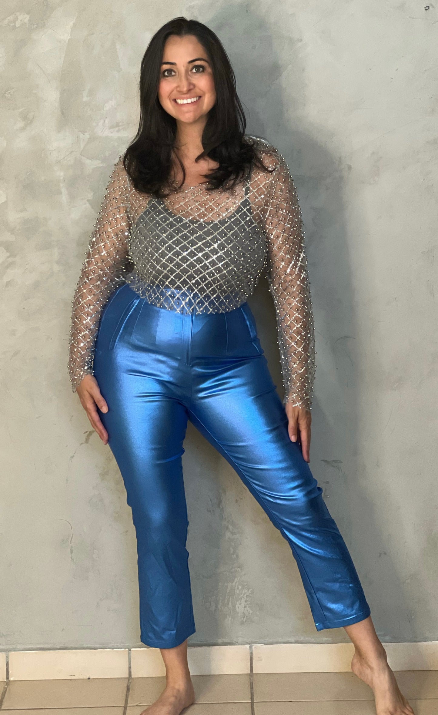 PANTALÓN AZUL METÁLICO SKINNY