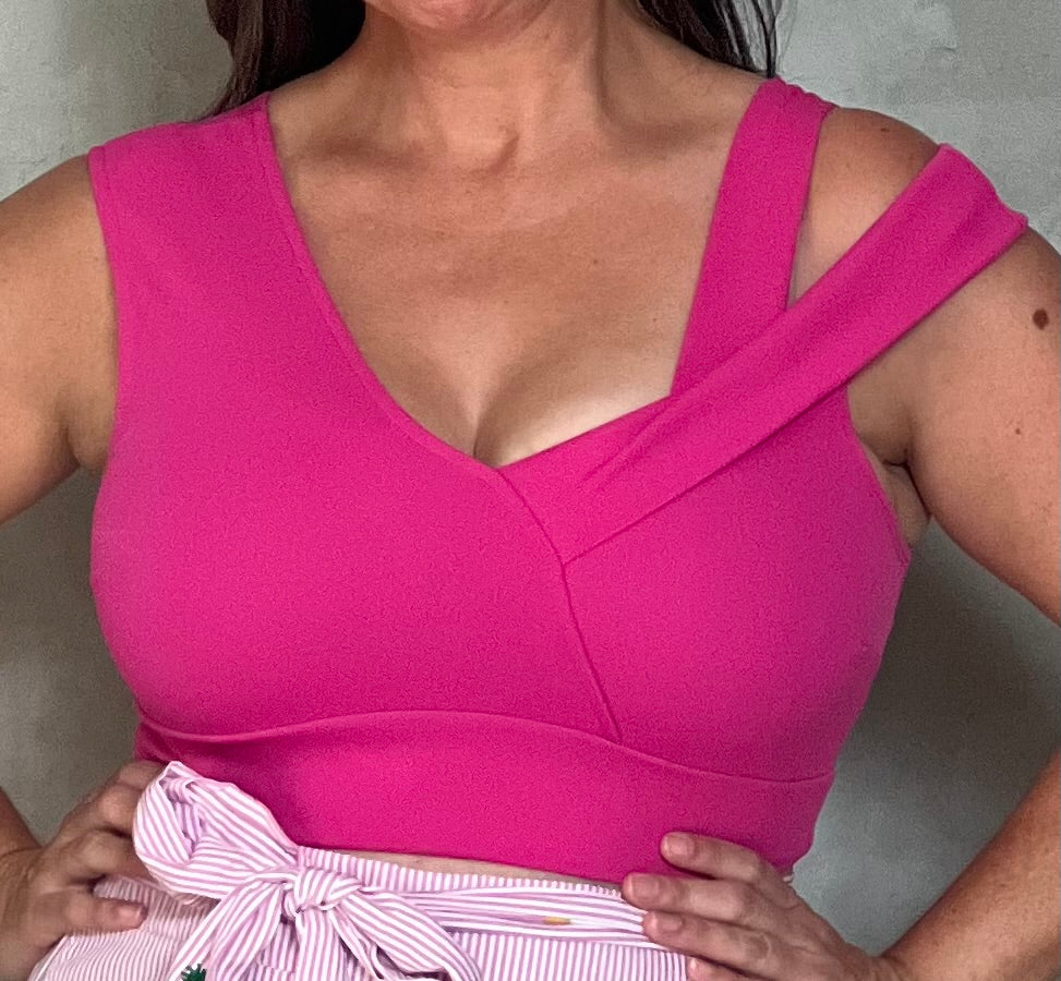 ROYAL BLUE AND FUCHSIA CROP TOP