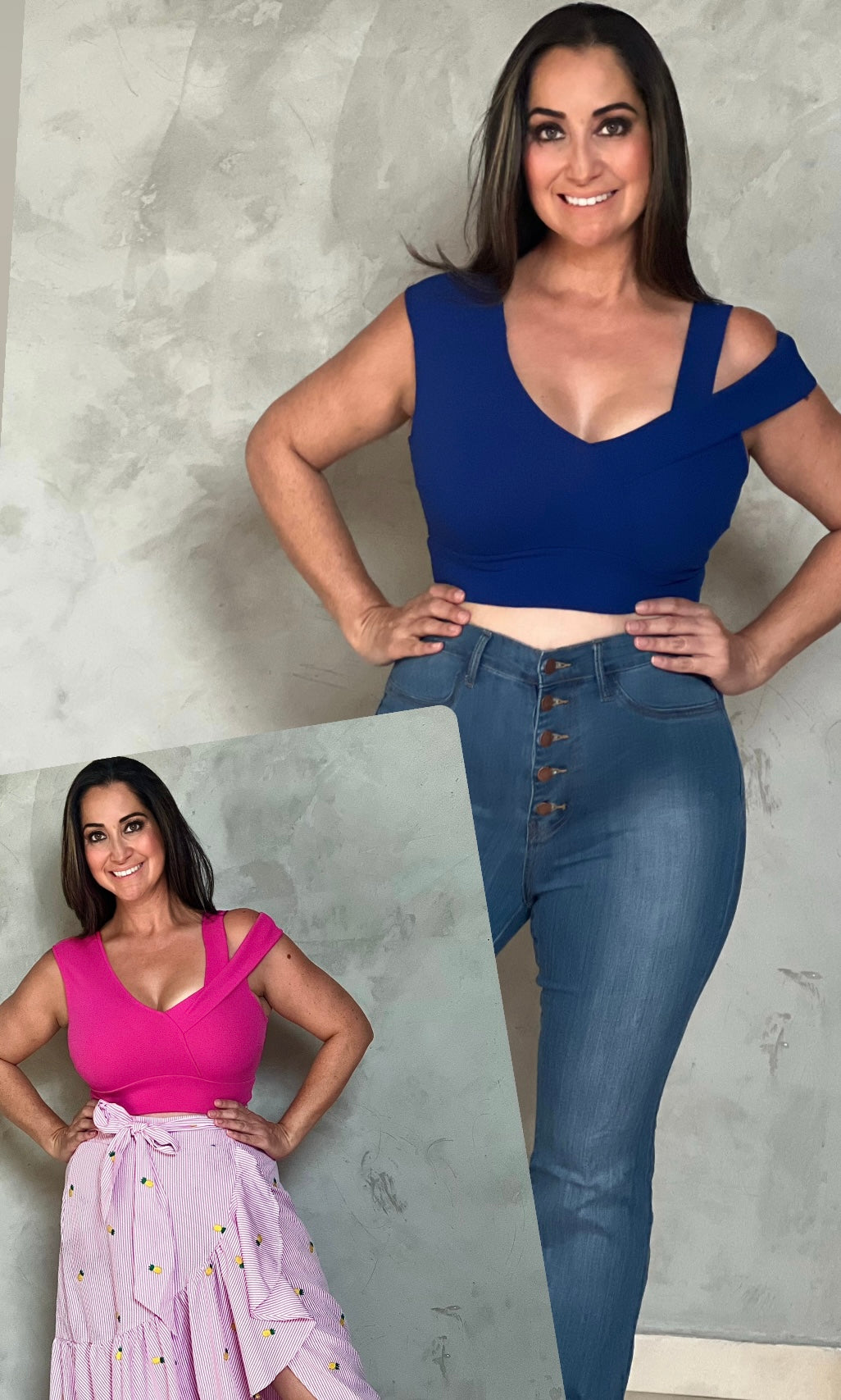 ROYAL BLUE AND FUCHSIA CROP TOP
