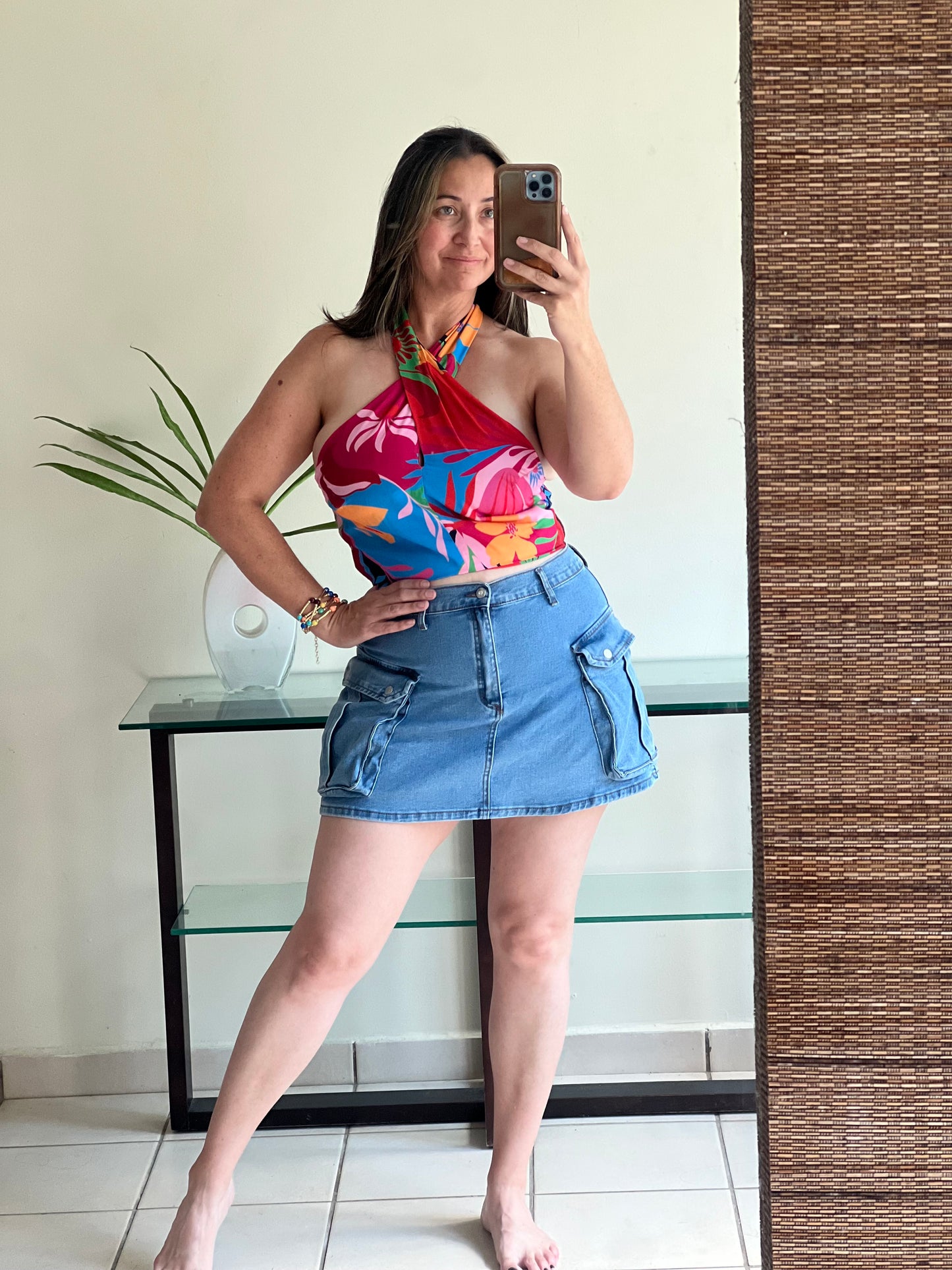 BRIGHT COLORFUL PRINTED CROSS FRONT TOP