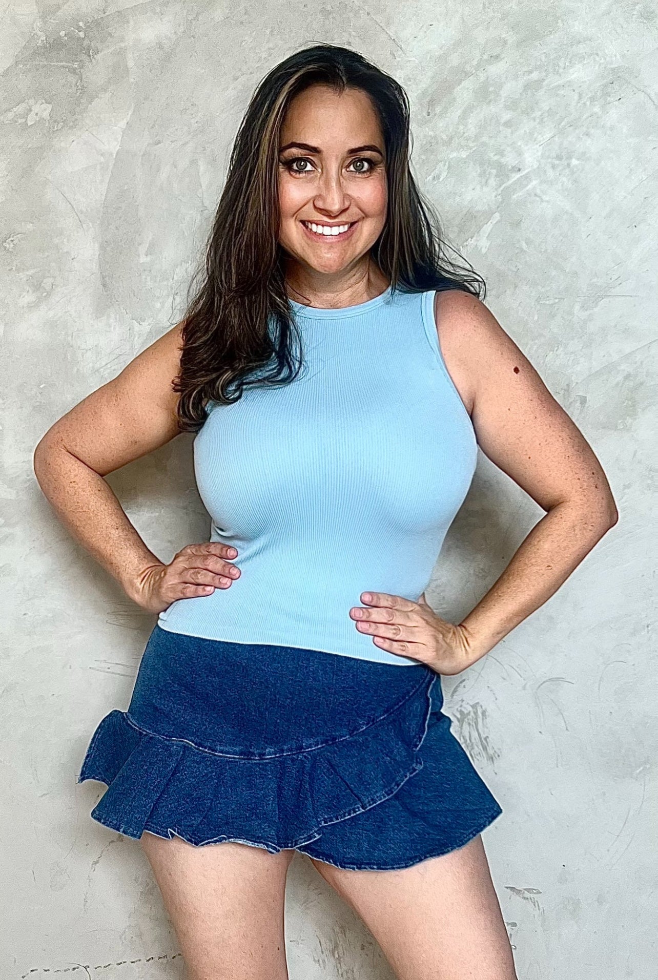 BLUE DENIM SKORT