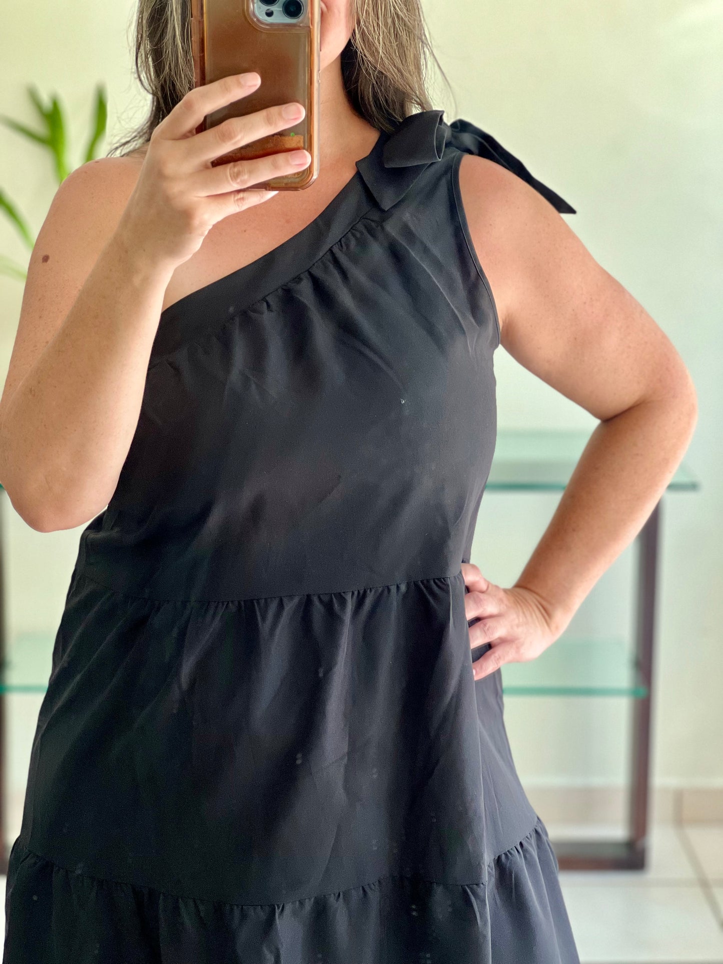 ONE SHOULDER BLACK MAXI DRESS