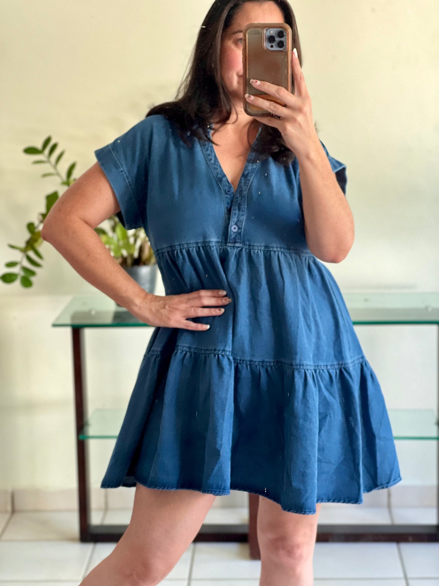 SHORT DENIM DRESS BLUE TRAJE CORTO DE MAHON