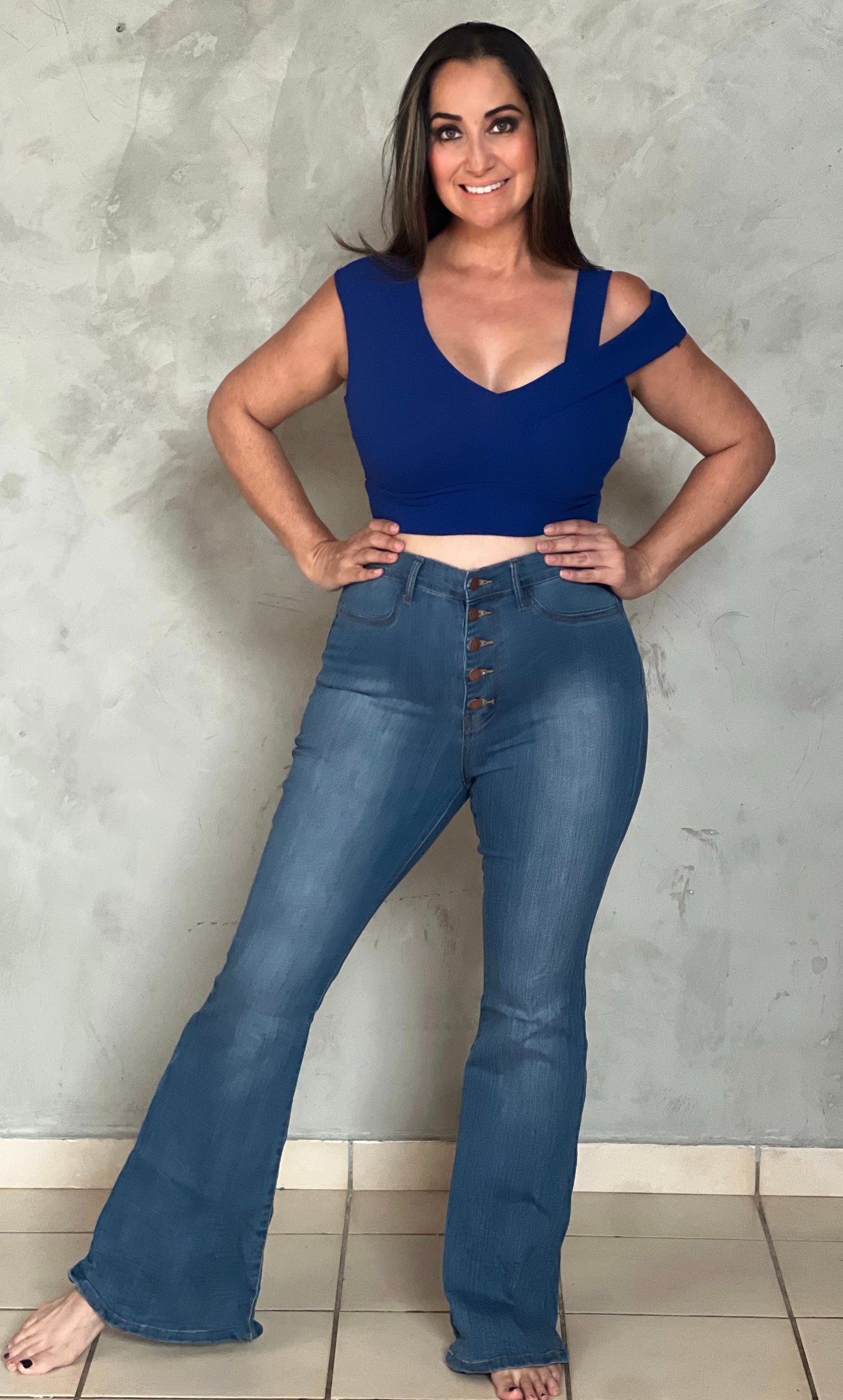 ROYAL BLUE AND FUCHSIA CROP TOP
