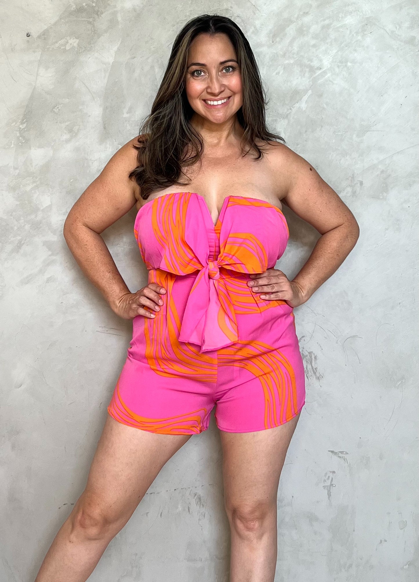 PINK AND ORANGE ROMPER