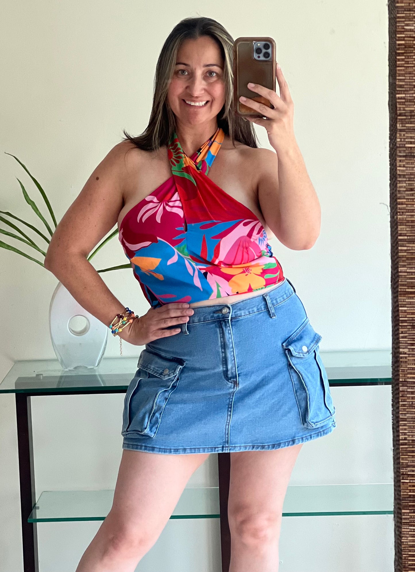 BRIGHT COLORFUL PRINTED CROSS FRONT TOP