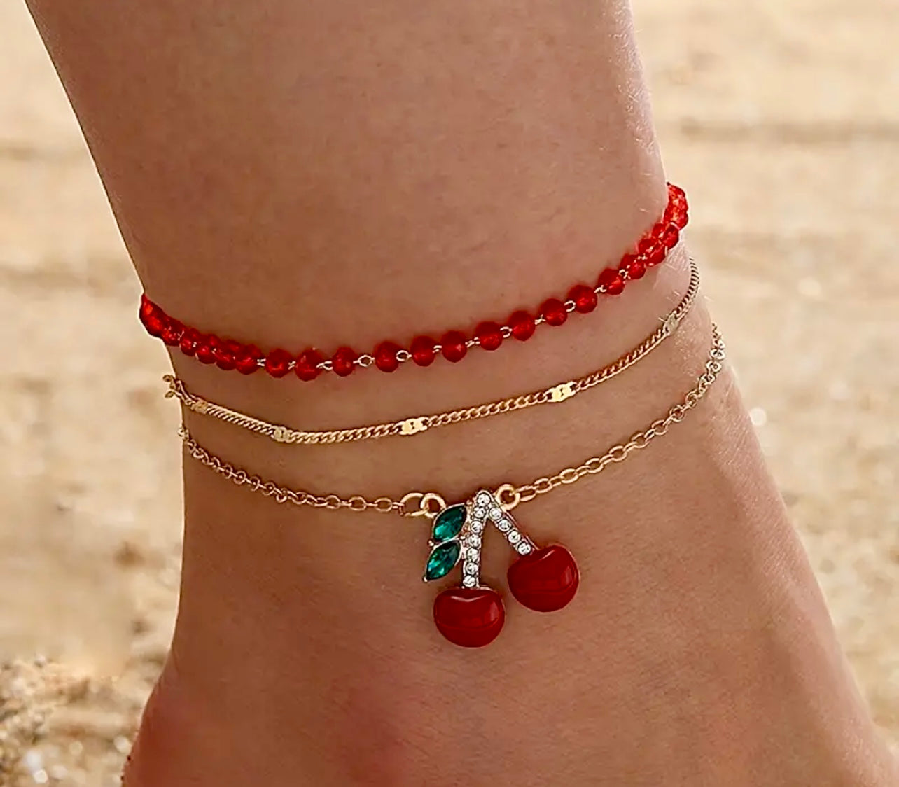 CHERRY CHARM ANKLET 🍒