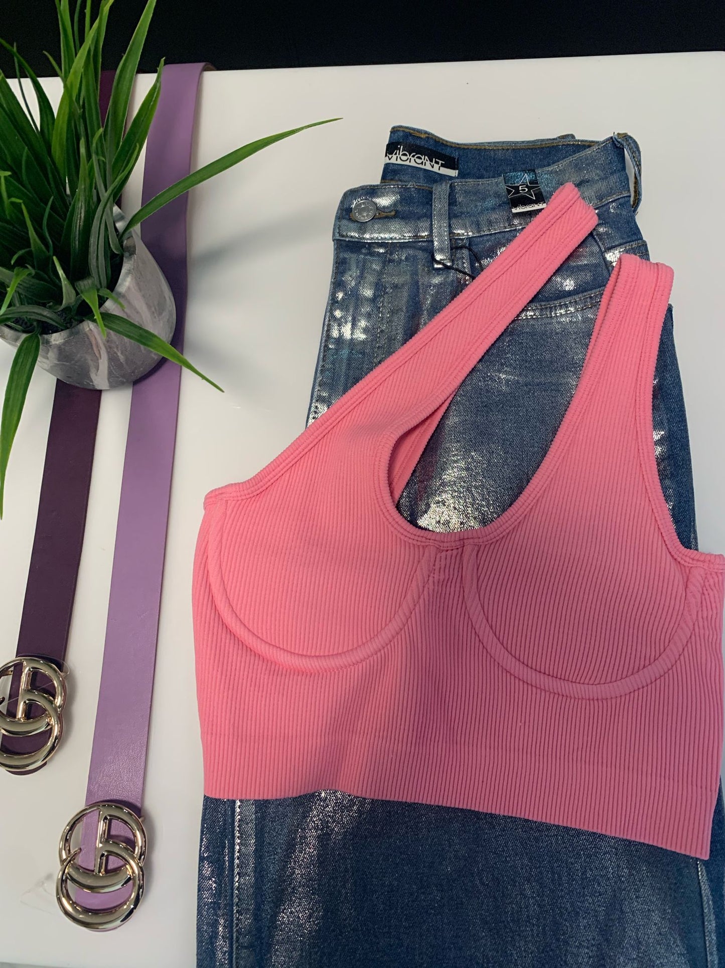 ONE SHOULDER SHORT PINK BASIC