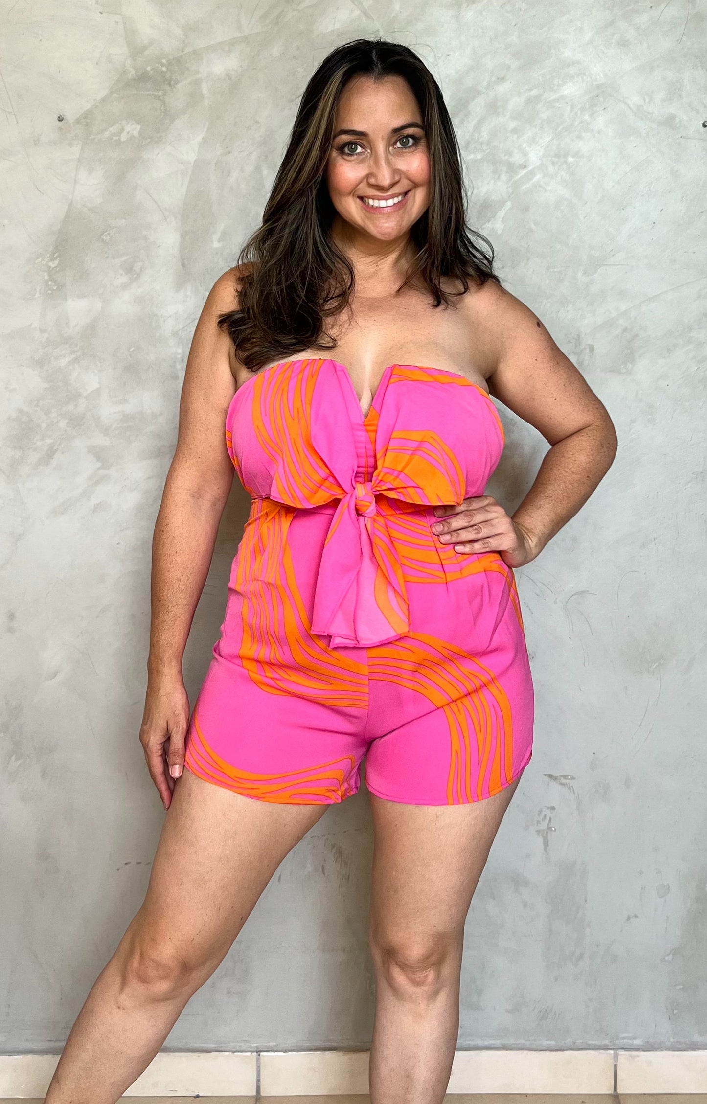 PINK AND ORANGE ROMPER