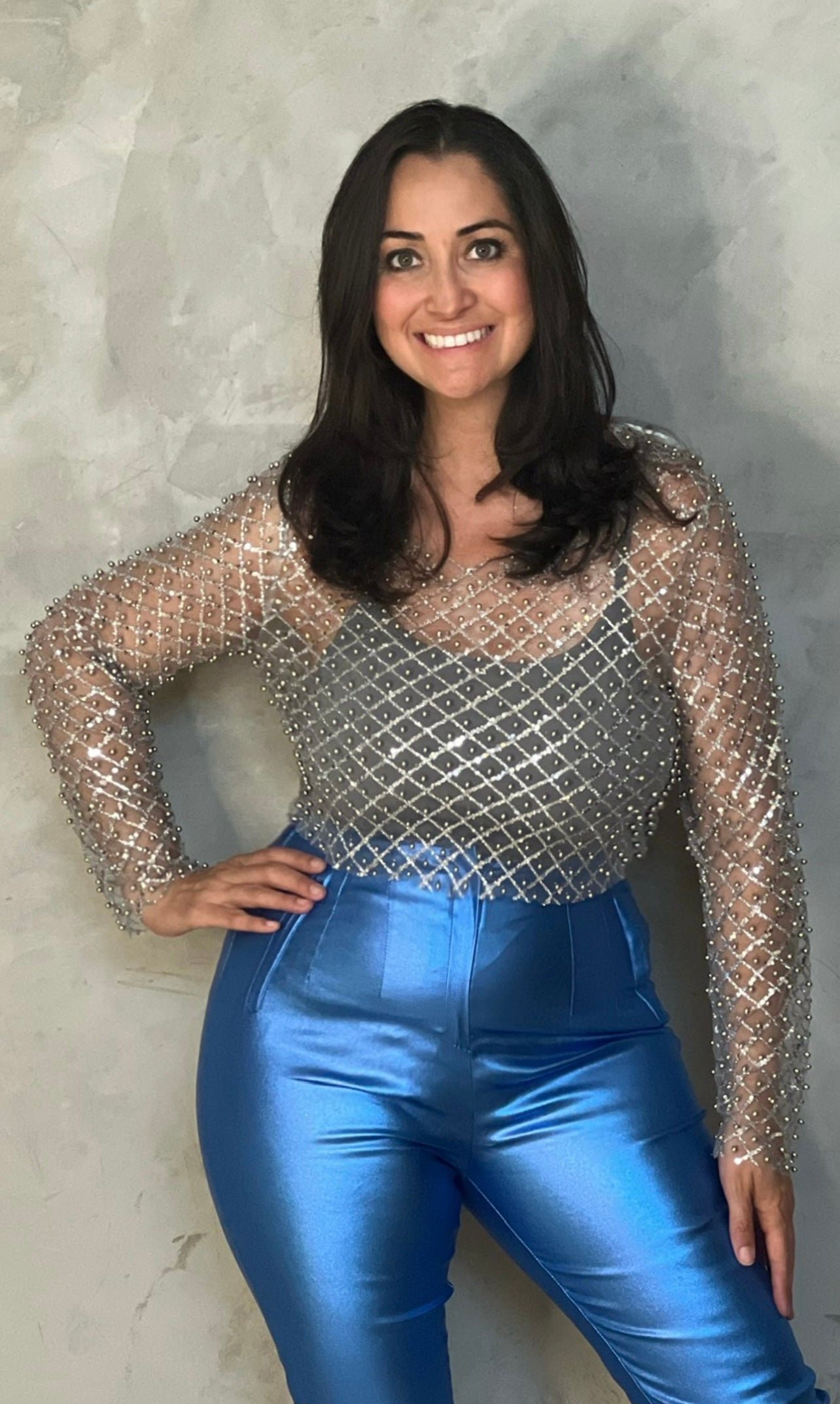 PANTALÓN AZUL METÁLICO SKINNY