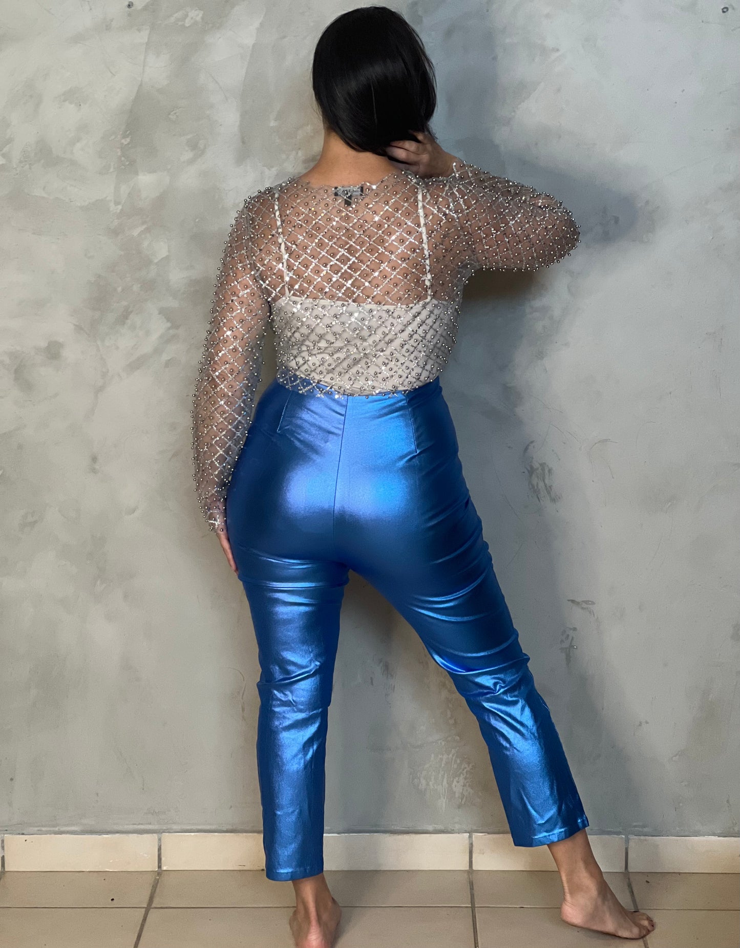 PANTALÓN AZUL METÁLICO SKINNY