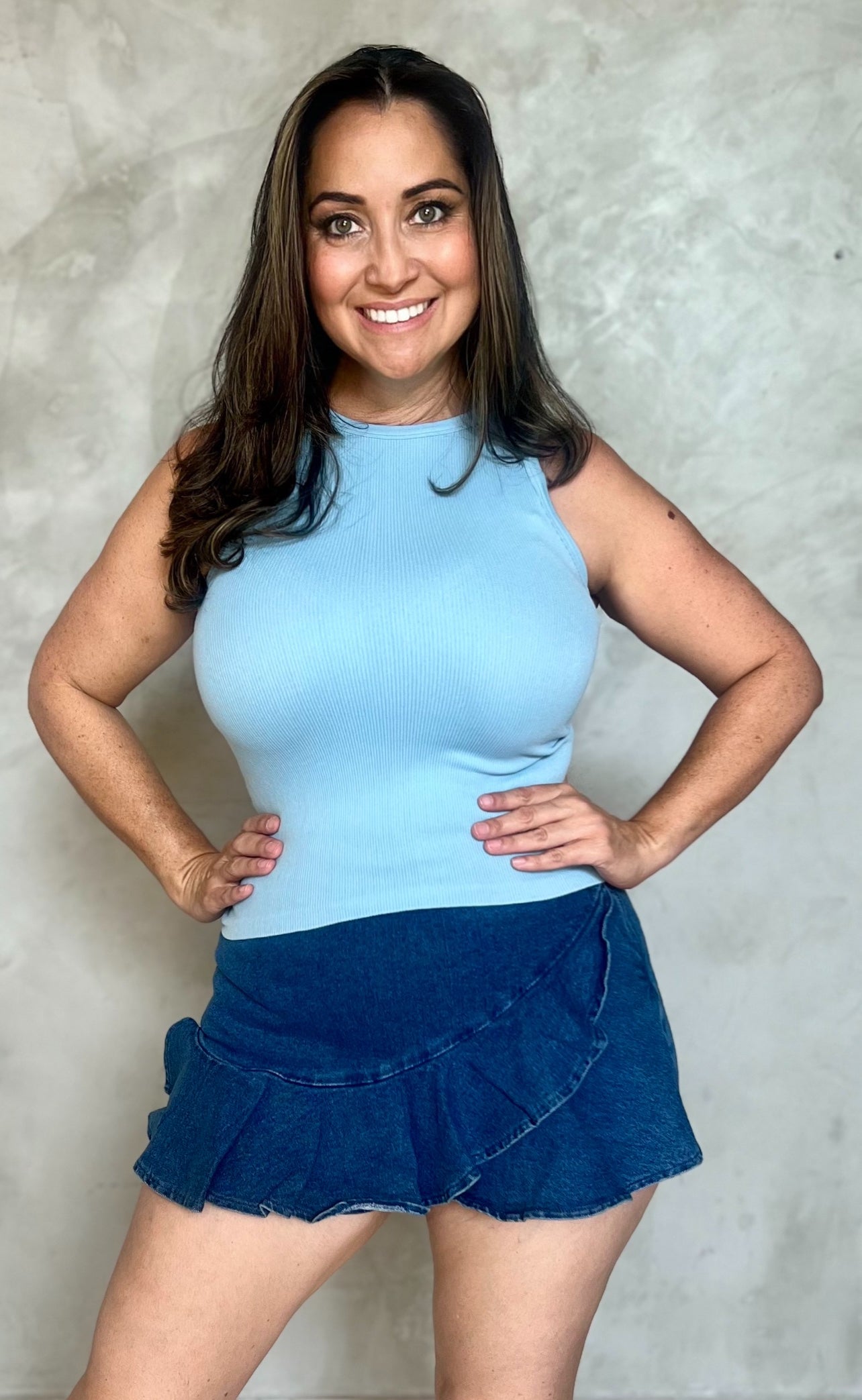 BLUE DENIM SKORT