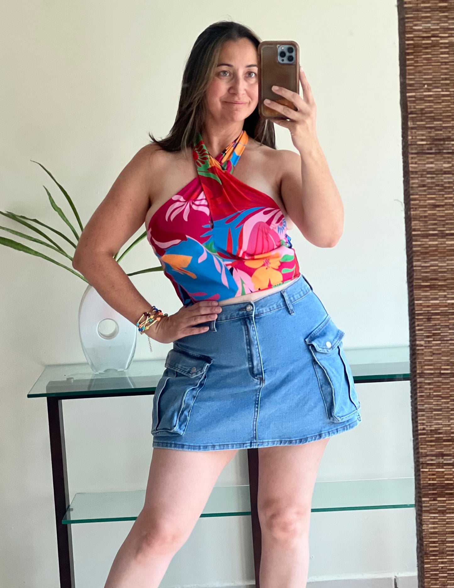 BRIGHT COLORFUL PRINTED CROSS FRONT TOP