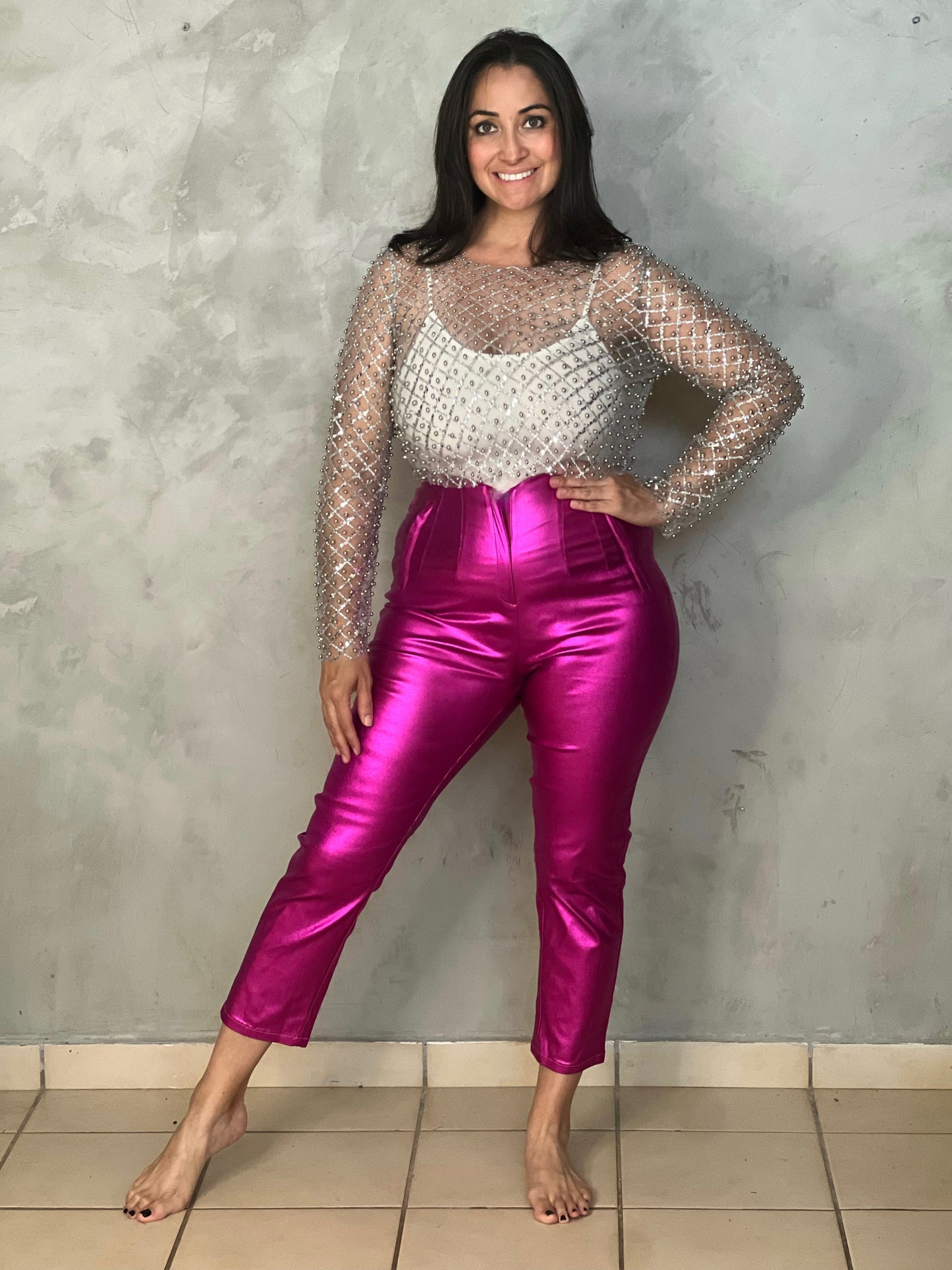 PANTALÓN ROSA METÁLICO