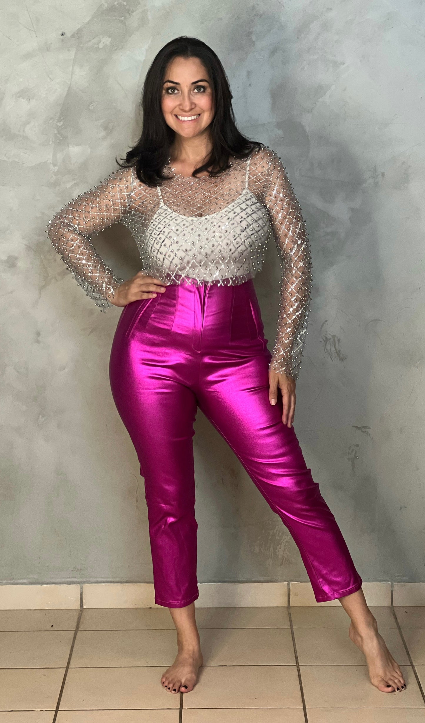 PANTALÓN ROSA METÁLICO