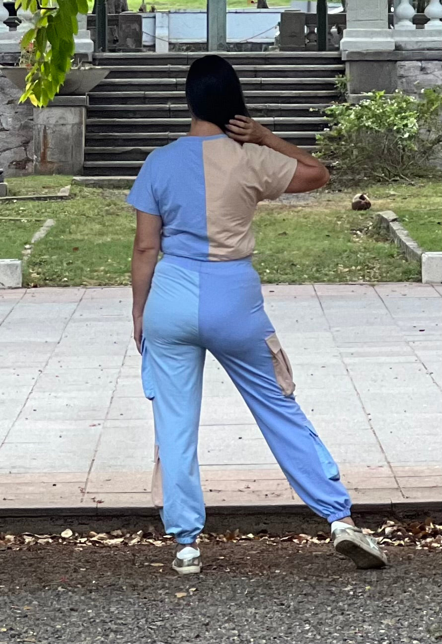 BLUE & NUDE JOGGER SET