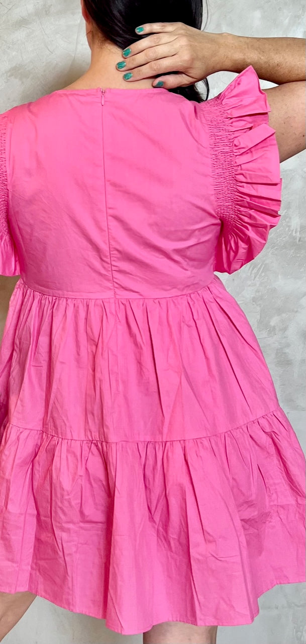SHORT PINK DRESS WITH SEQUINS