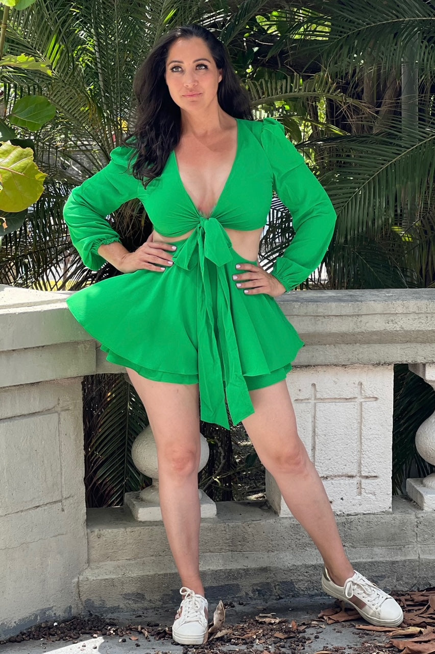 GREEN BUBBLE ROMPER