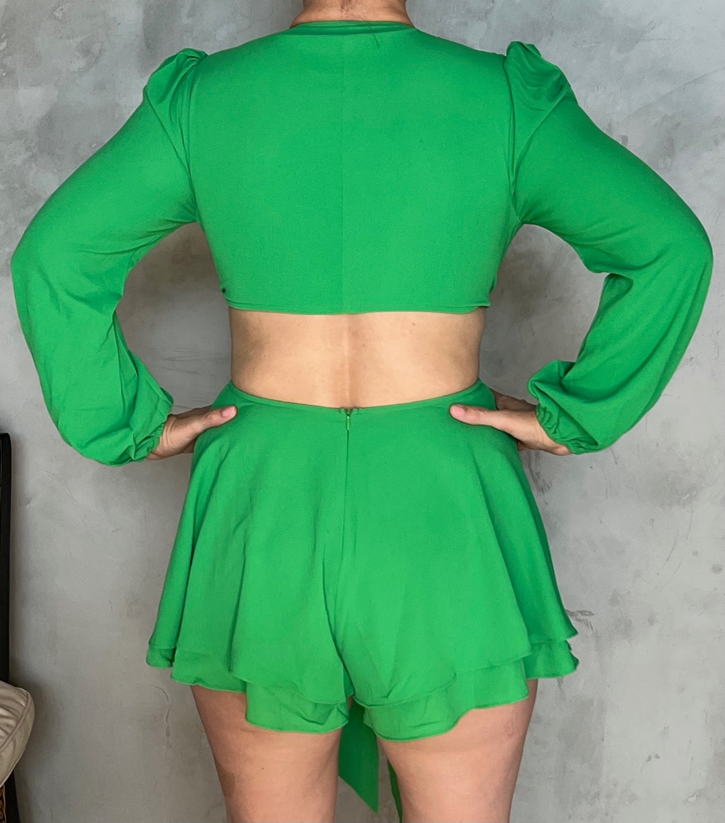 GREEN BUBBLE ROMPER
